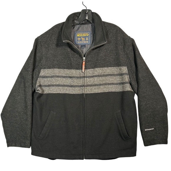 Woolrich Other - Woolrich John Rich & Bros Mens Full Zip Jacket Gray Black Stripe Outdoors LARGE